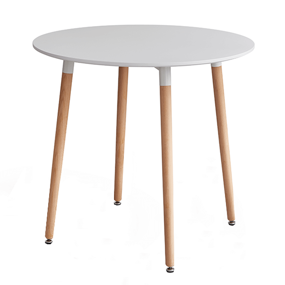 Jedálenský stôl, biela/buk, priemer 80 cm, ELCAN - Tempo nábytek