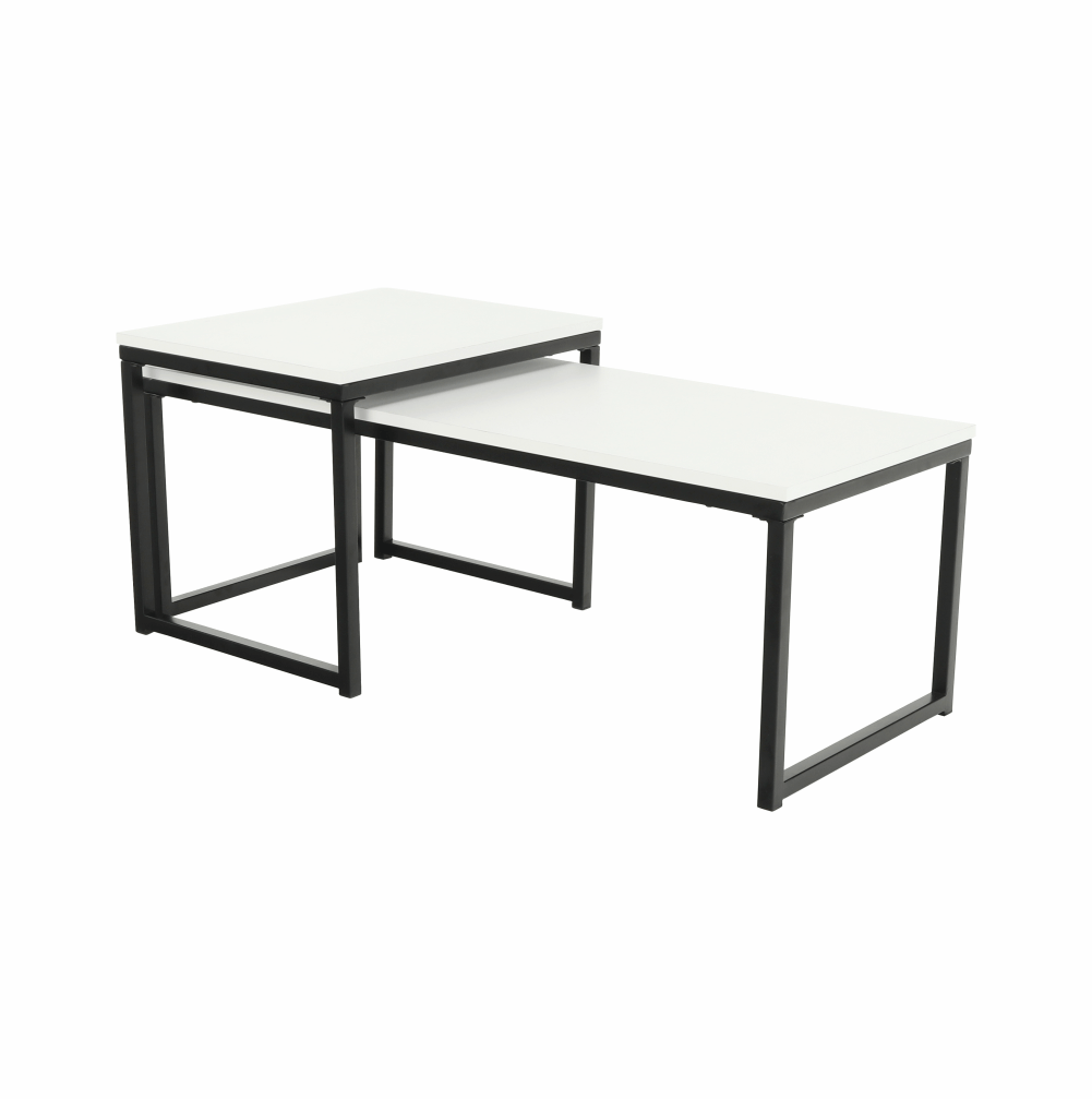 Set 2 konferenčných stolíkov, matná biela/čierna, KASTLER TYP 2 - Tempo nábytek