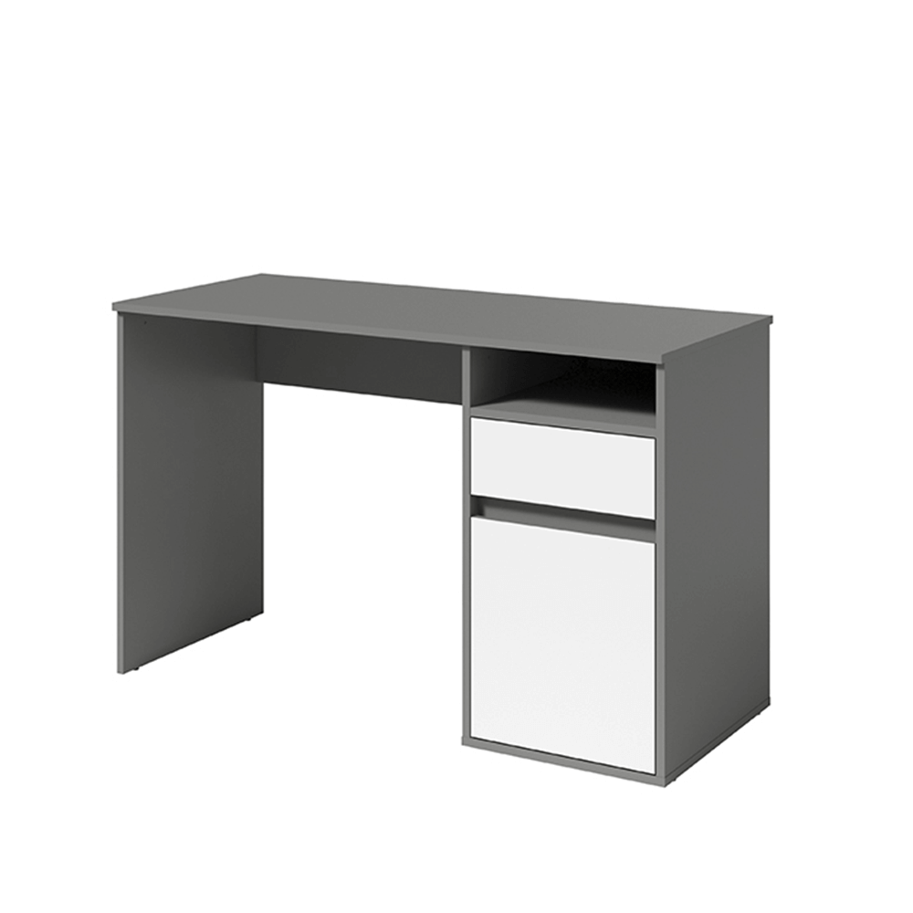 PC stôl, tmavosivá-grafit/biela, BILI - Tempo nábytek