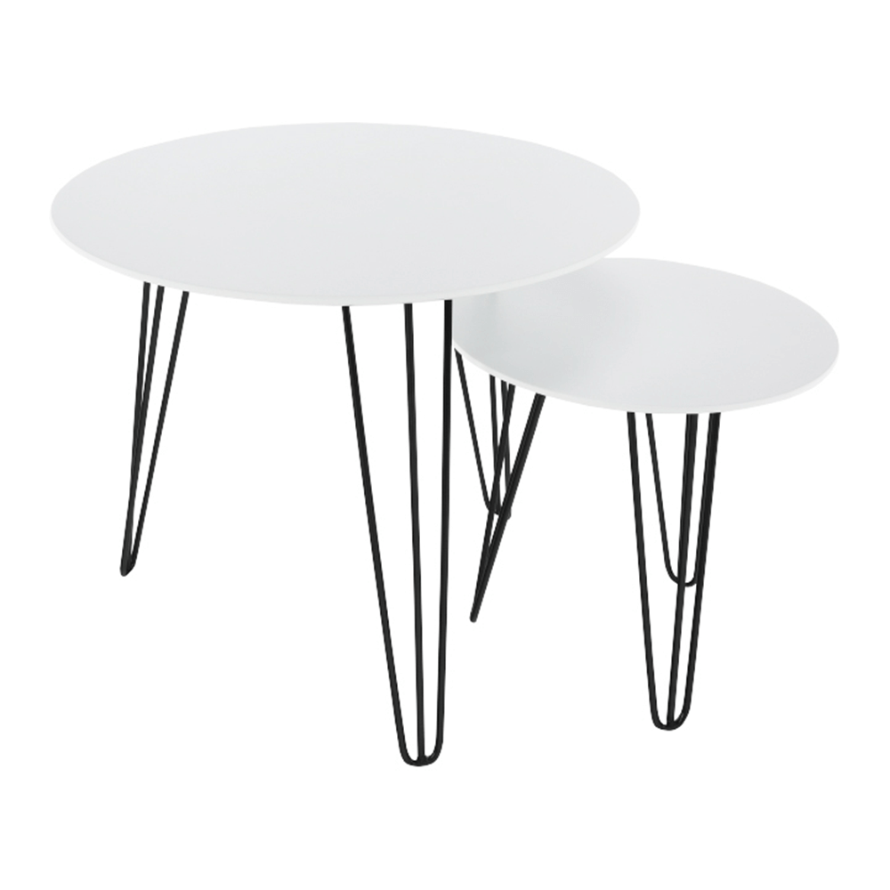 Set príručných stolíkov, biela/čierna, HOLDEN 2V1 - Tempo nábytek