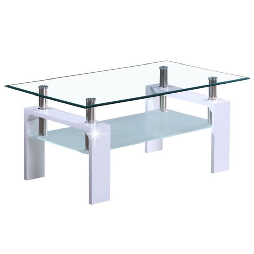 Konferenčný stolík, biela extra vysoký lesk HG/sklo, LIBOR NEW - Tempo nábytek