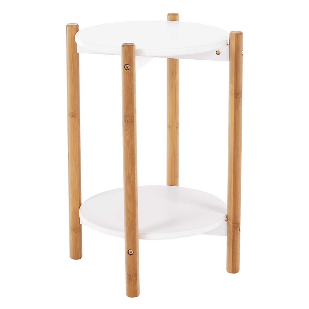 Príručný/nočný stolík, biela/prírodná, BAMP - Tempo nábytek