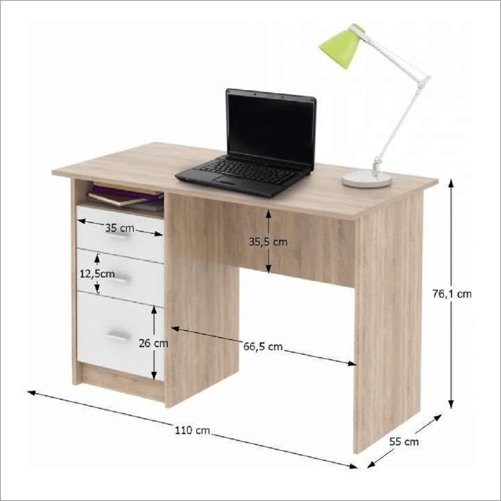 PC stôl, dub sonoma/biela, SAMSON NEW - Tempo nábytek
