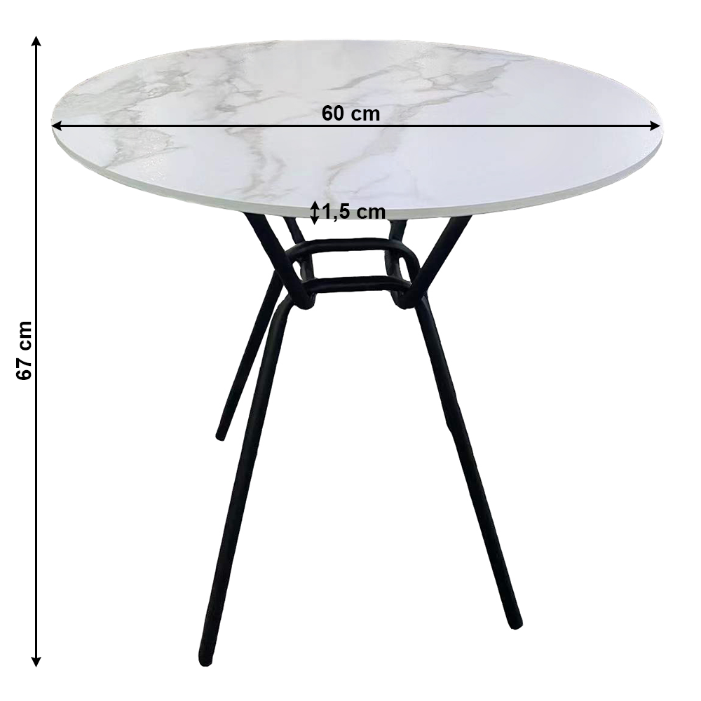 Jedálenský stôl, biela/čierna, 60 cm, TEON - Tempo nábytek