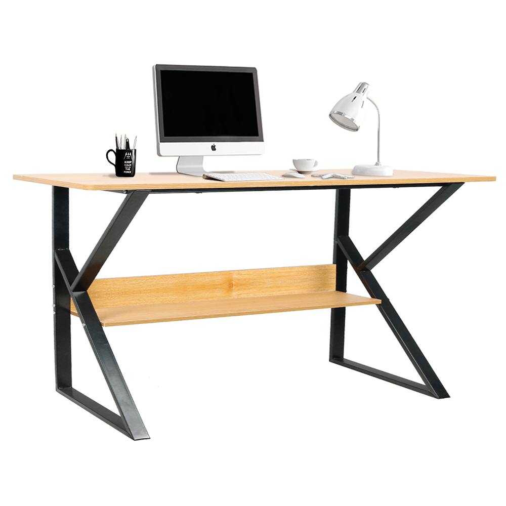 Písací stôl s policou, buk/čierna, TARCAL 140 - Tempo nábytek